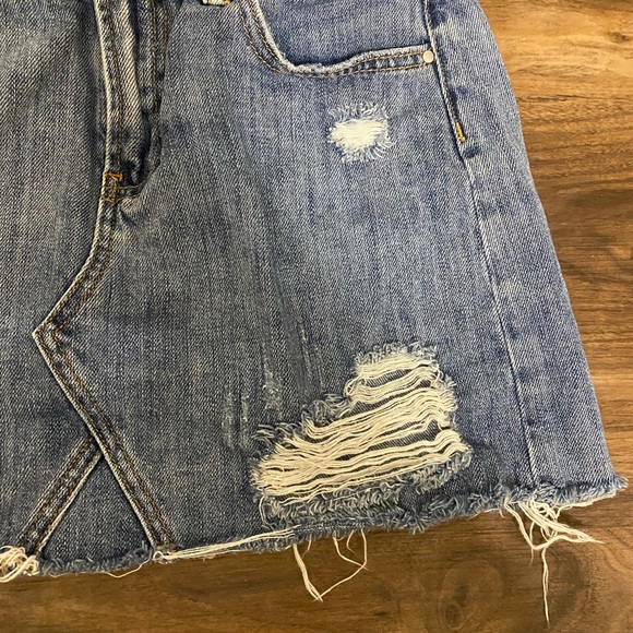 SOLD— Distressed Denim PacSun Skirt - Picture 3 of 5